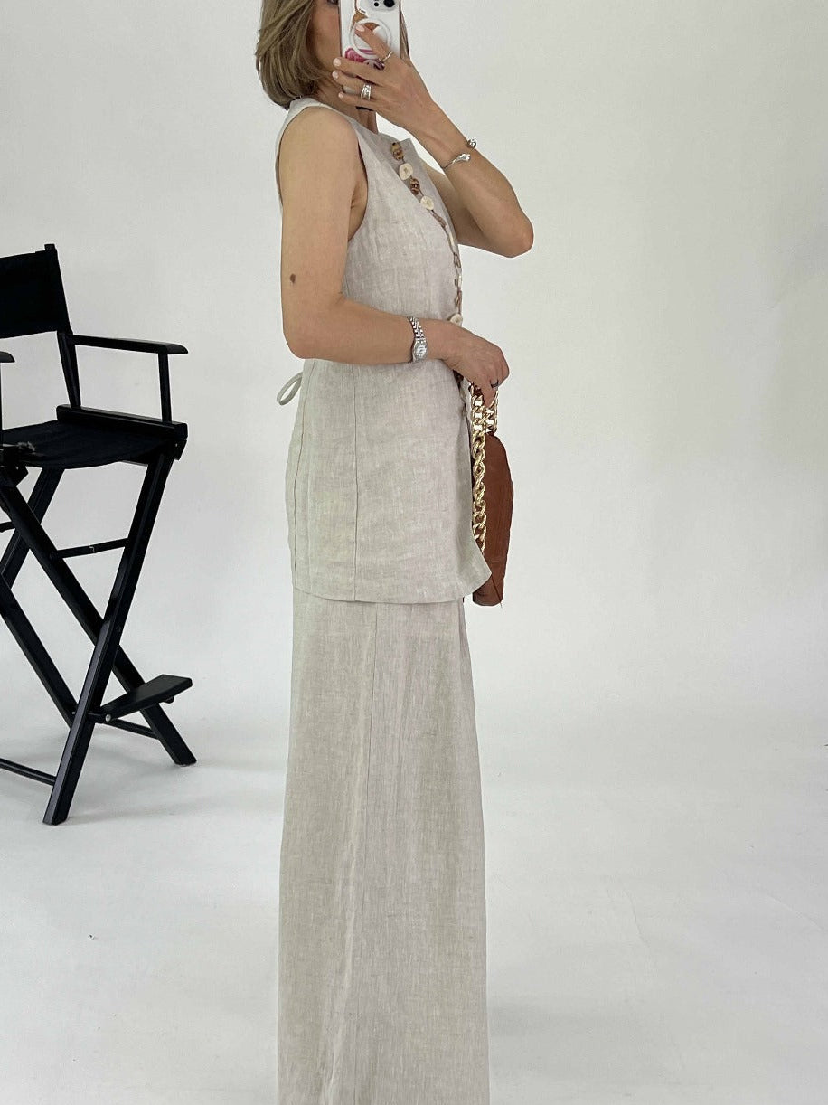 Conjunto pantalón acampanado + chaleco