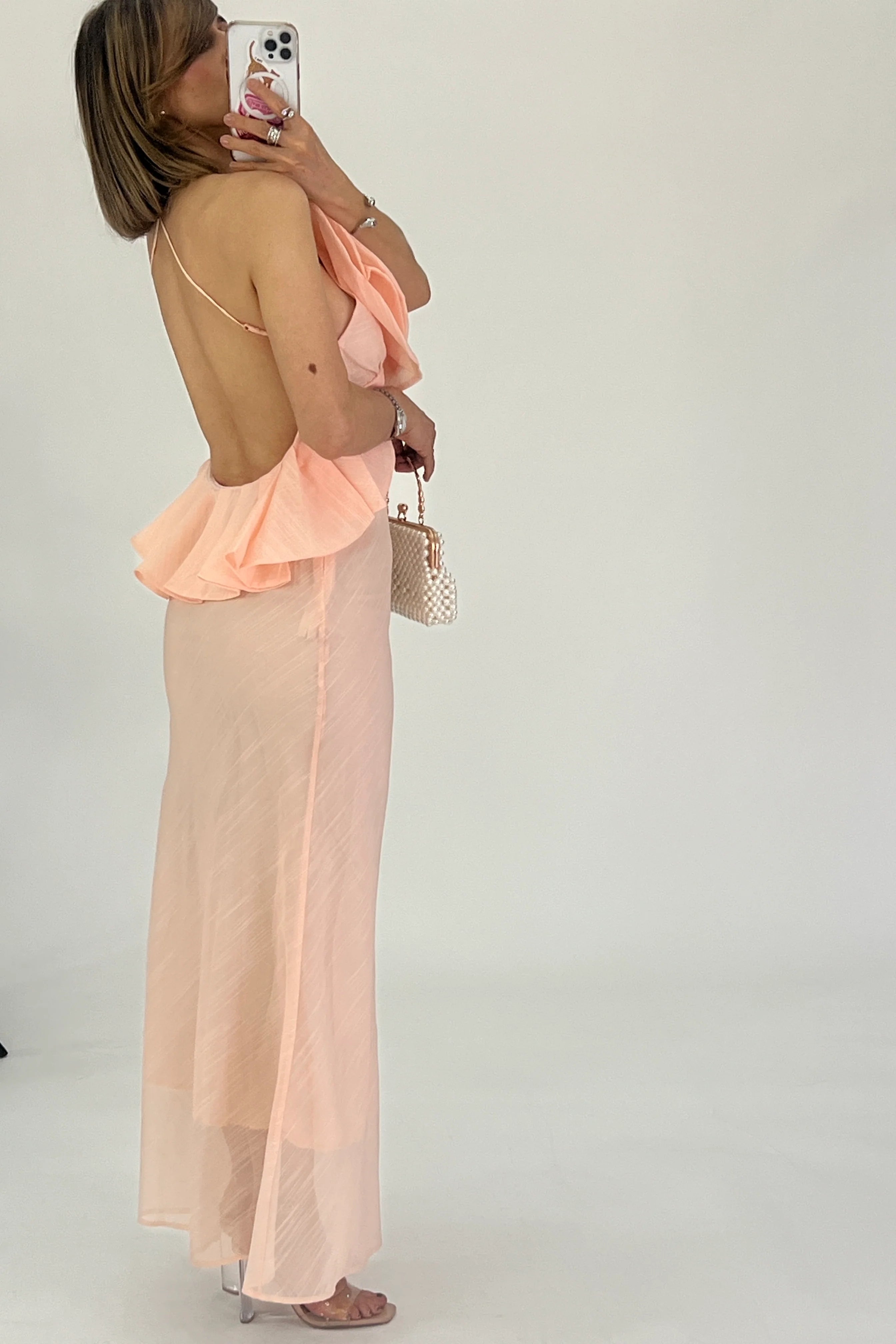 Vestido flor al medio espalda descubierta