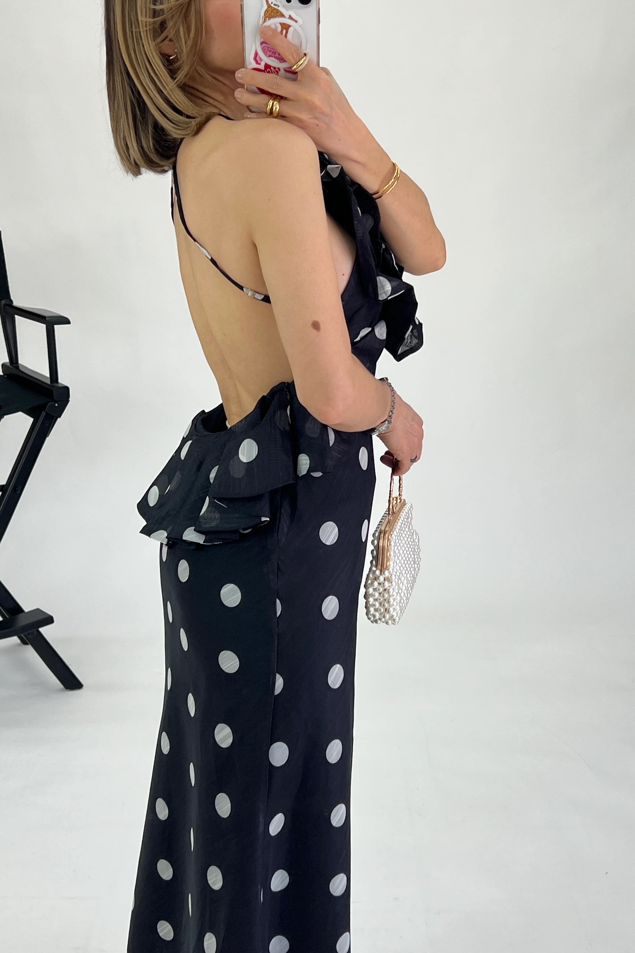 Vestido flor al medio espalda descubierta