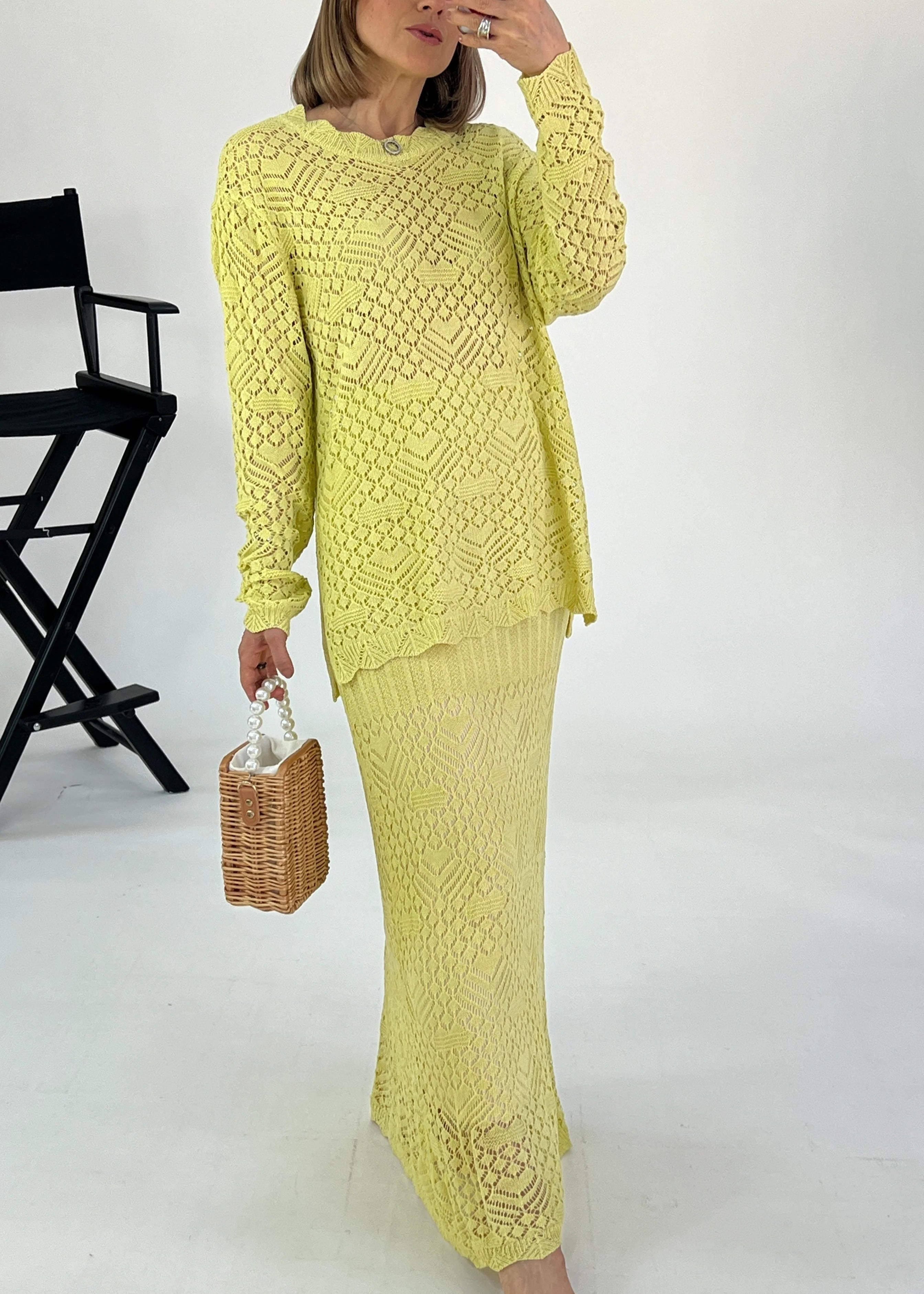 Conjunto tejido falda + blusa