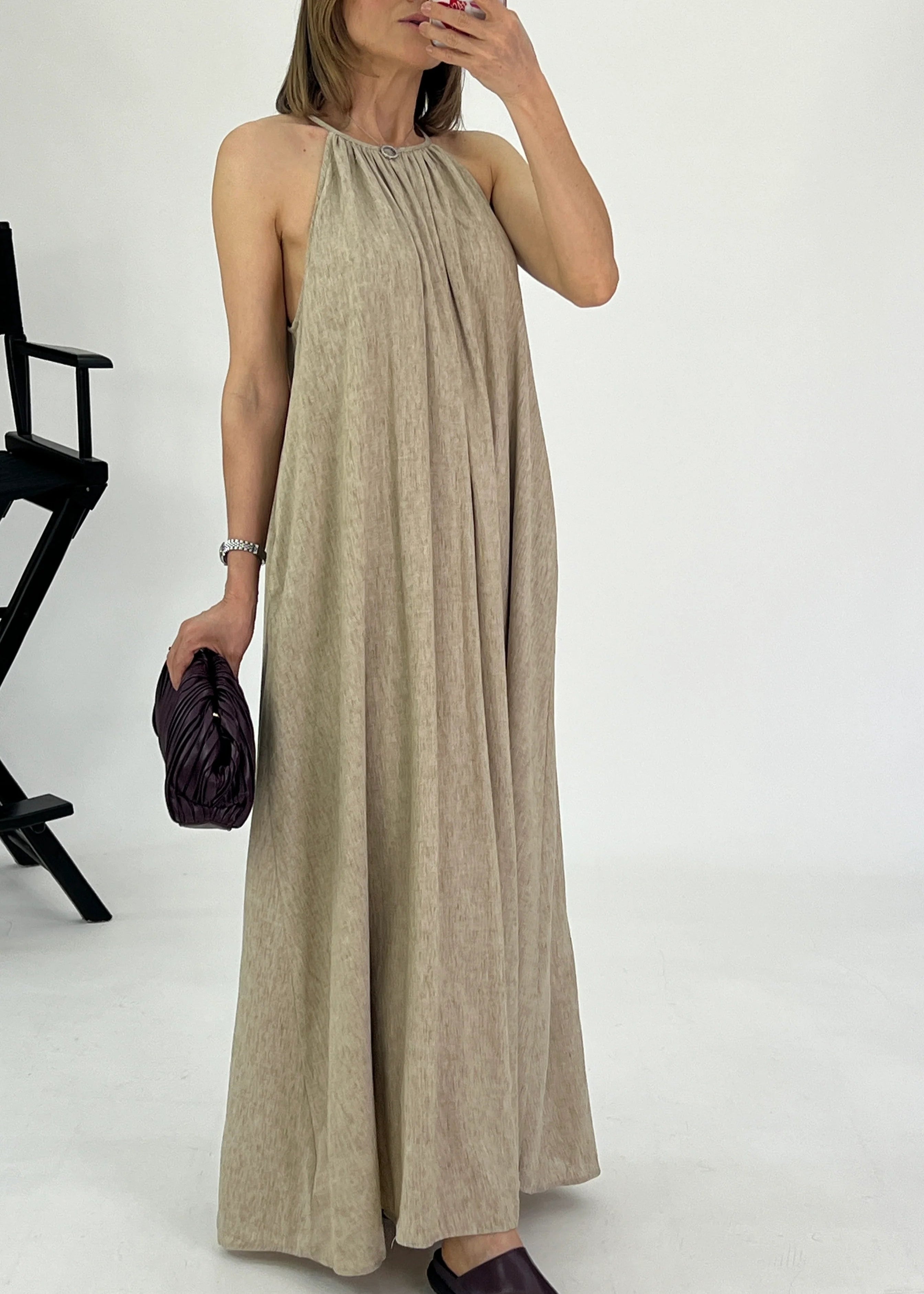 Vestido halter maxi