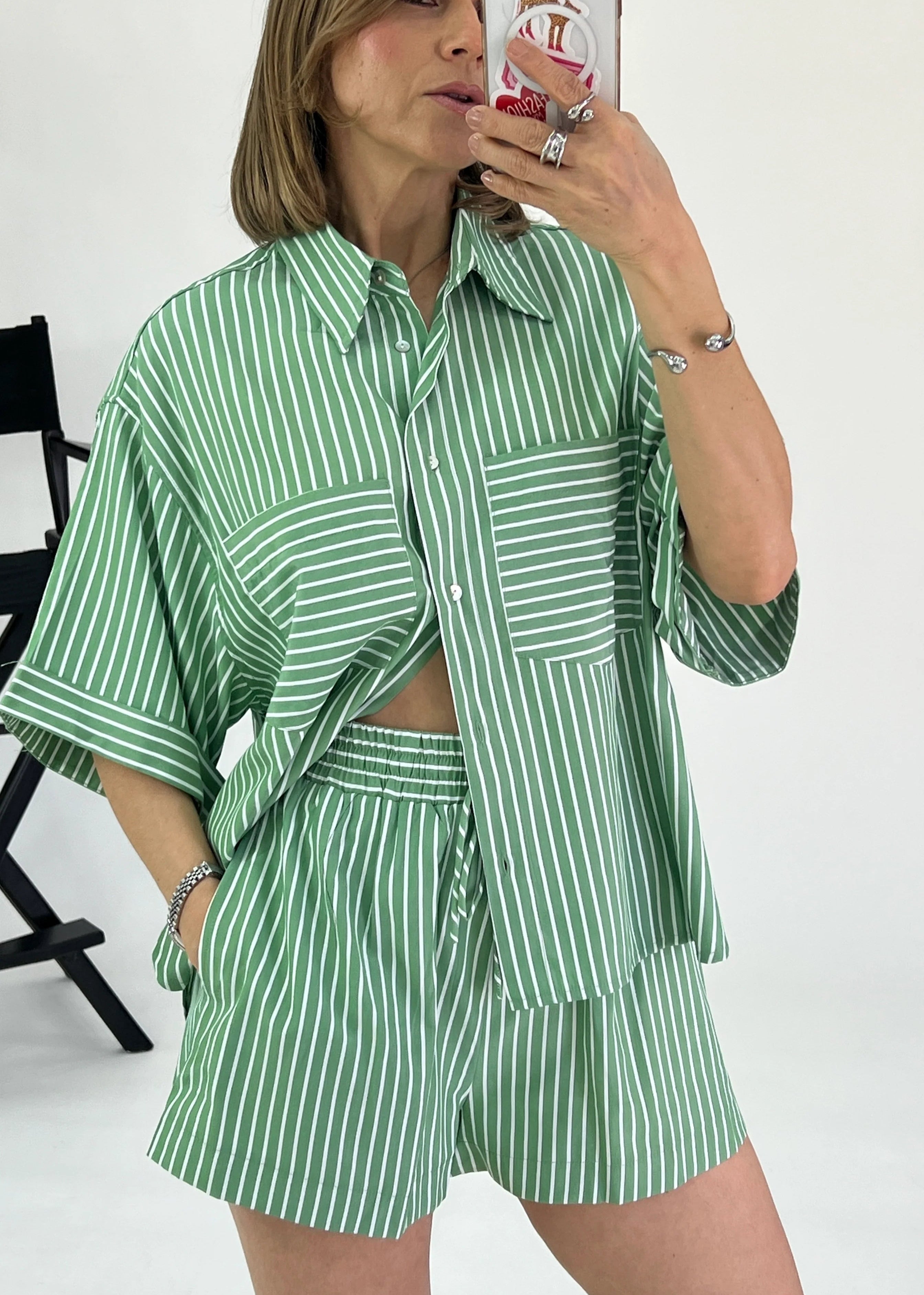 Conjunto manga corta rayas