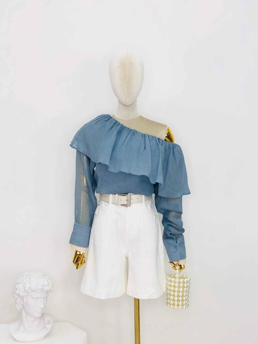 Blusa lino hombros caídos