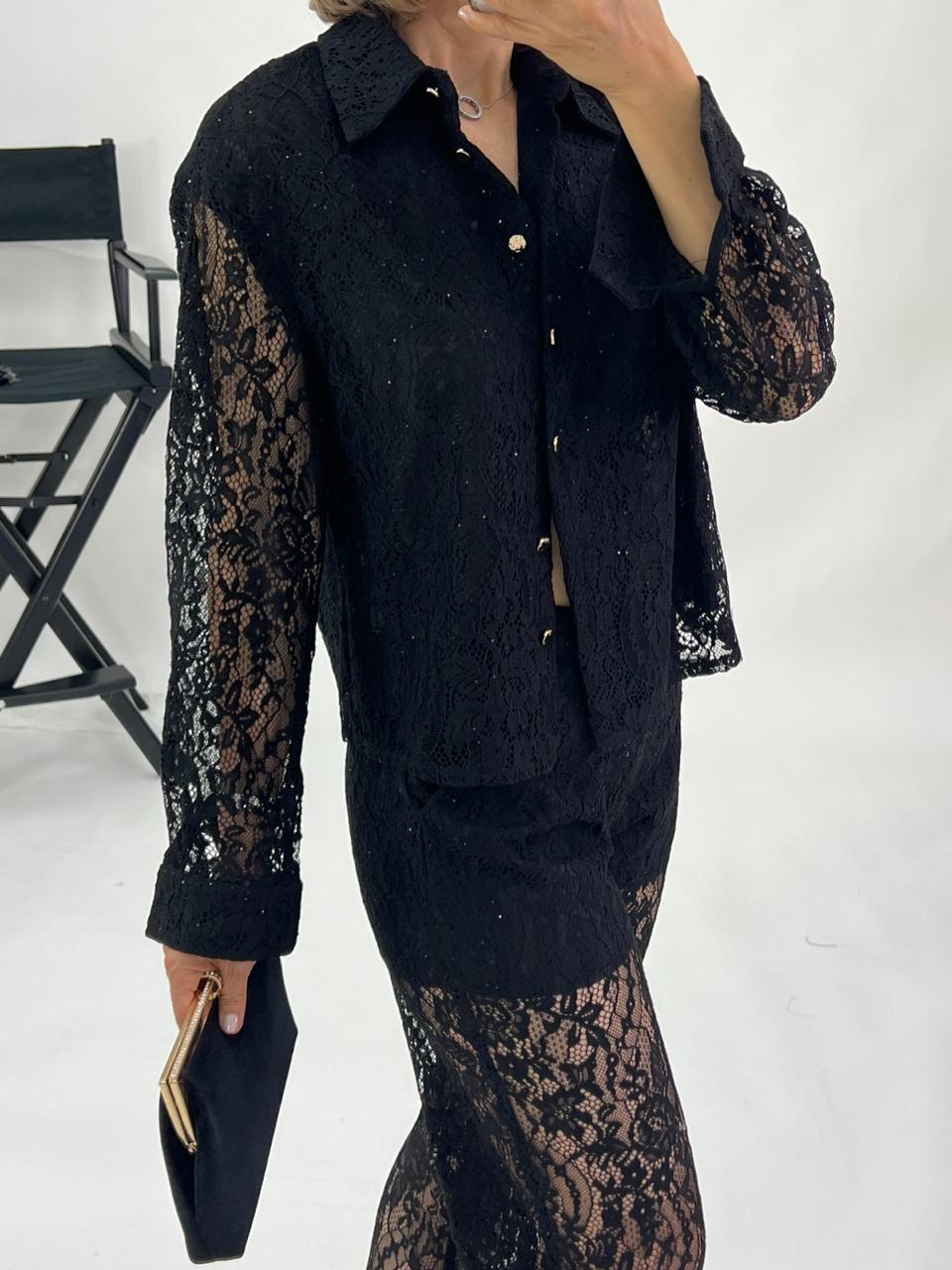 Conjunto encaje brillante