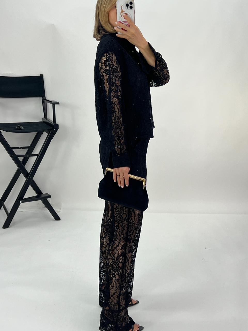 Conjunto encaje brillante