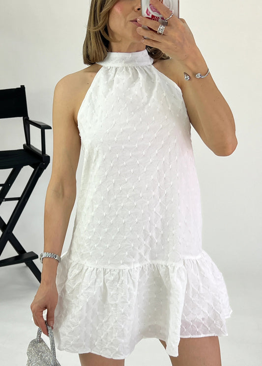 Vestido corto halter blanca